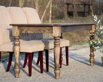 Handmade Dining Table, Hackberry Wood Table, Turned Legs, Traditional Style, Modern Wood Table, Farmhouse Table, Hardwood Table