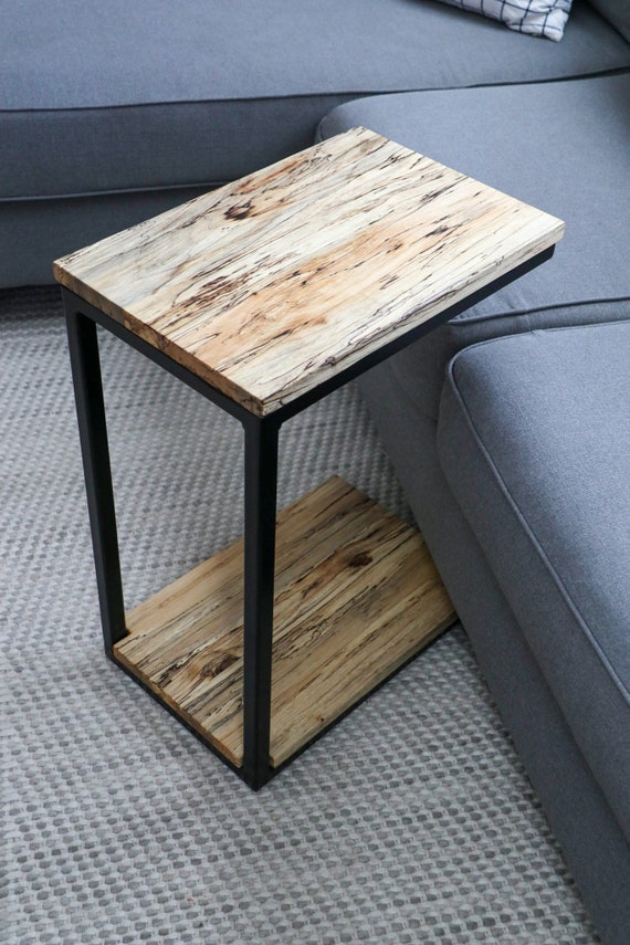 C table Side Table Industrial Side Table End Table Spalted