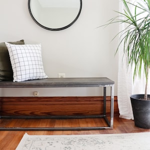Modern Metal & Wood Bench, industrial bench, living room bench