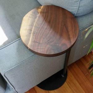 Live-edge walnut, Round industrial side table