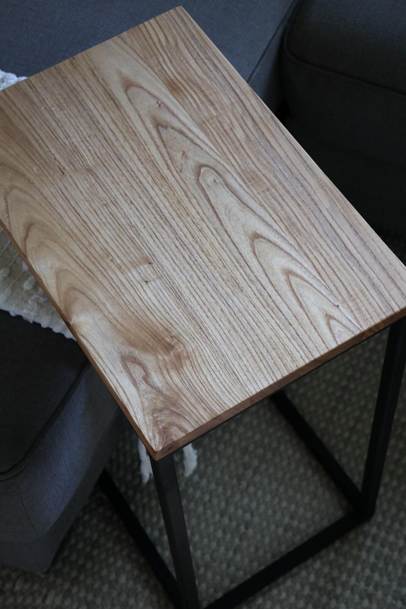 Ash Thin Ctable Metal and Wood Side Table Etsy