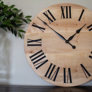 Rustic Wall Clock, Hardwood clock, Maple Wood Clock, Solid Wood Clock, Roman Numerals, Soft Maple image 3