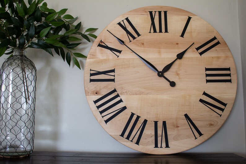 Rustic Wall Clock, Hardwood clock, Maple Wood Clock, Solid Wood Clock, Roman Numerals, Soft Maple image 3