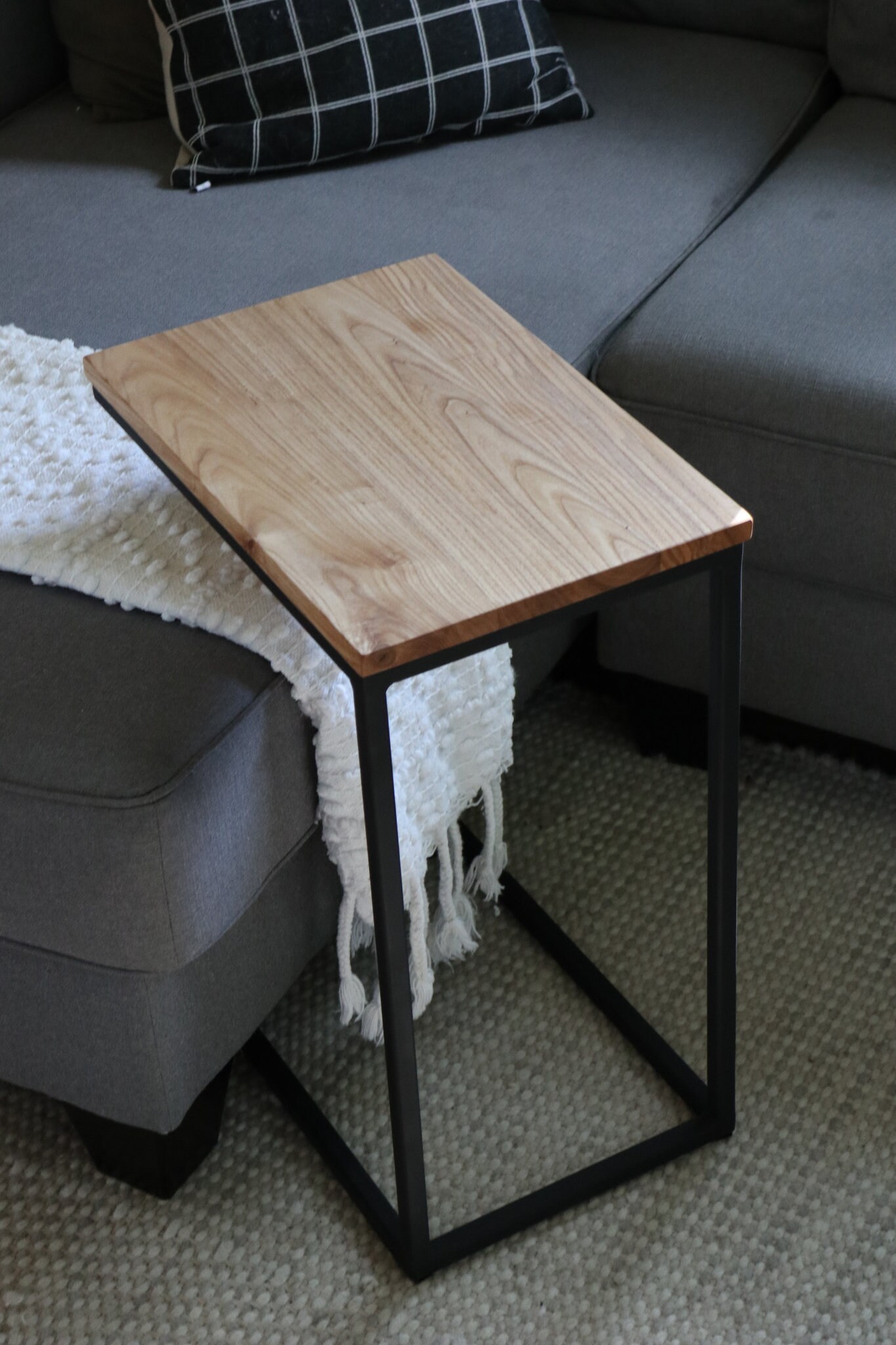 Ash Thin Ctable Metal and Wood Side Table Etsy