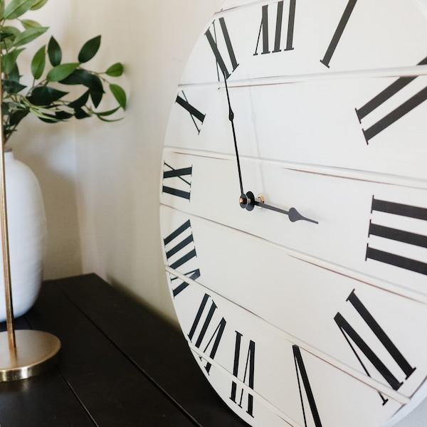Distressed White Clock Etsy