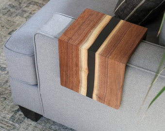 Mesa auxiliar de sofá, mesa para portátil, mesa de centro, mesa de reposabrazos, mesa para reposabrazos, regalo para ella, regalo para él, regalo para el hogar