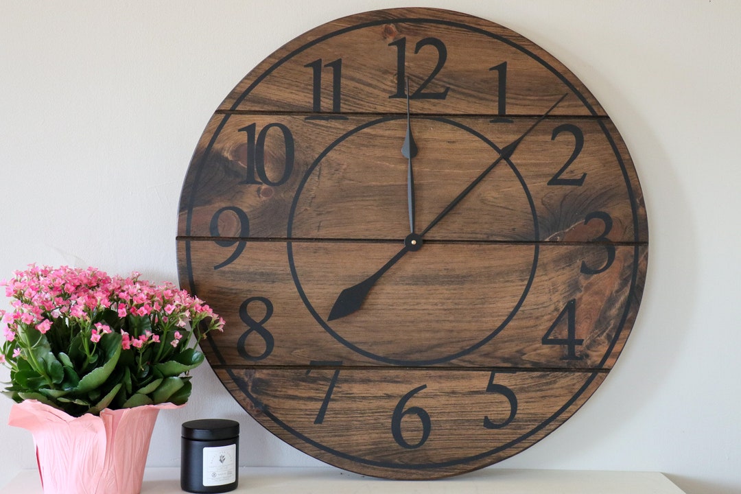 26 Large Distressed Wall Clock, Stained Clock, Painted Clock, Oversized