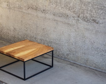 Industrial coffee table, steel coffee table, hardwood table top, coffee table, gift for her, gift for him, home furniture, modern table
