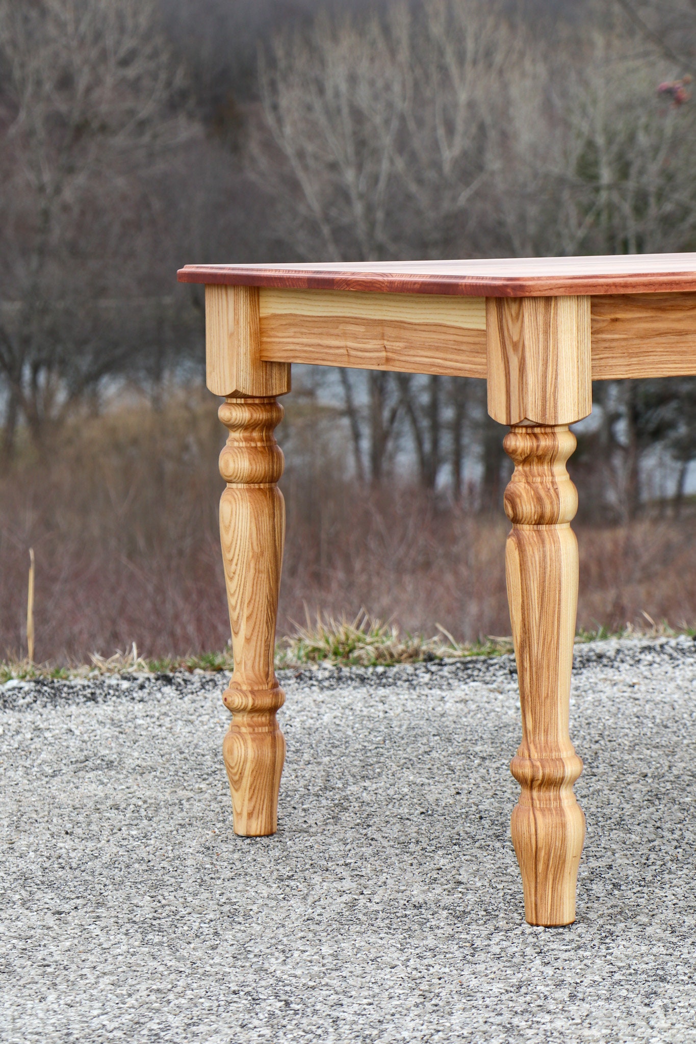 Ash Farmhouse Dining Table, Smooth Ash Wood Top, Traditional Style ...