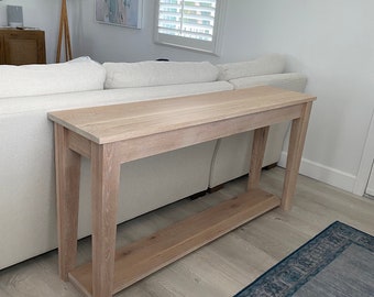 White Oak modern console table, modern style, white stained solid wood, side table, hardwood cabinet, Minimalist Table, handmade furniture