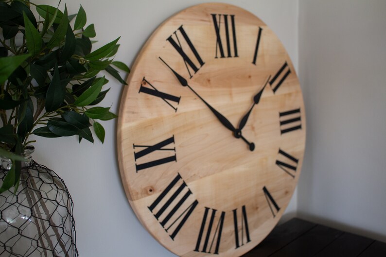 Rustic Wall Clock, Hardwood clock, Maple Wood Clock, Solid Wood Clock, Roman Numerals, Soft Maple image 6