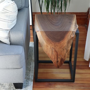 Live Edge Walnut Waterfall Cube Side Table, gift for her, gift for him, modern home furniture, handmade decor, modern table, home gift