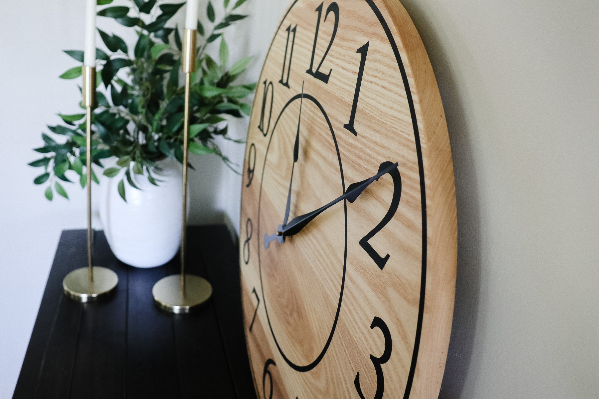 Ash Wood Clock Regular Numbers Wooden Clock Large Wall Etsy