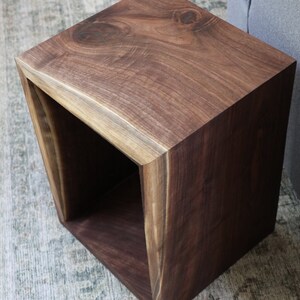 Complete Walnut Waterfall Cube Rectangle Side Table, Rectangular Prism, Cuboid, Coffee Table, End Table
