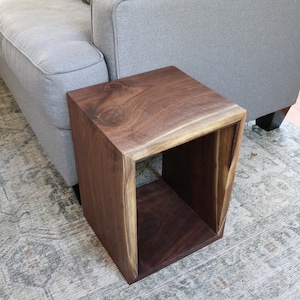 Complete Walnut Waterfall Cube Rectangle Side Table, Rectangular Prism, Cuboid, Coffee Table, End Table, gift for her, gift for him