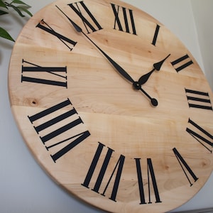 Rustic Wall Clock, Hardwood clock, Maple Wood Clock, Solid Wood Clock, Roman Numerals, Soft Maple image 2