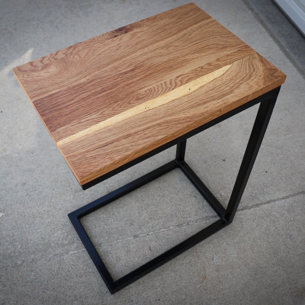 White Oak Modern C Table, Industrial Side Table, Laptop table, coffee table