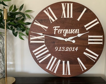 Solid Walnut Wall Clock, Walnut Clock, Large Wall Clock, Decor, Wall Hanging, Unique Wood Art, Clock with Numbers