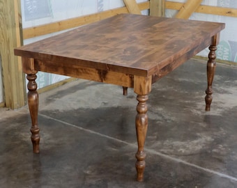 Table à manger en aulne avec pieds étroits de 3 po., cadeau pour elle, cadeau pour lui, meubles de maison, décoration faite main, table à manger moderne