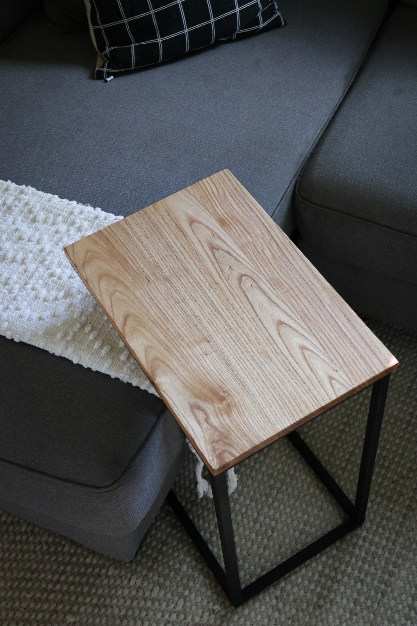 Ash Thin Ctable Metal and Wood Side Table Etsy