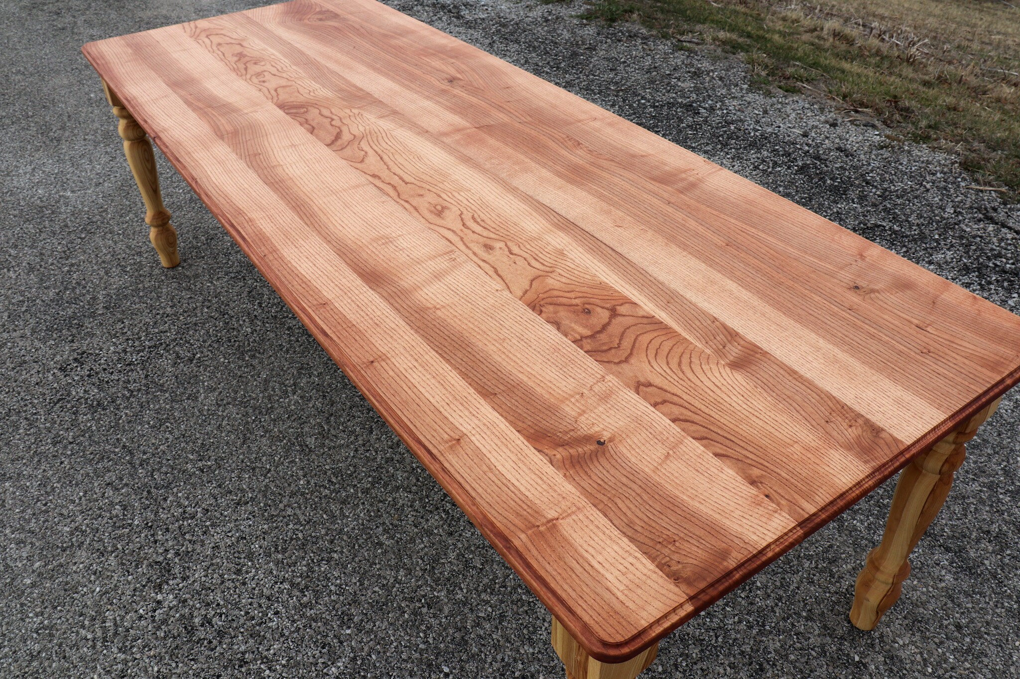 Ash Farmhouse Dining Table, Smooth Ash Wood Top, Traditional Style ...