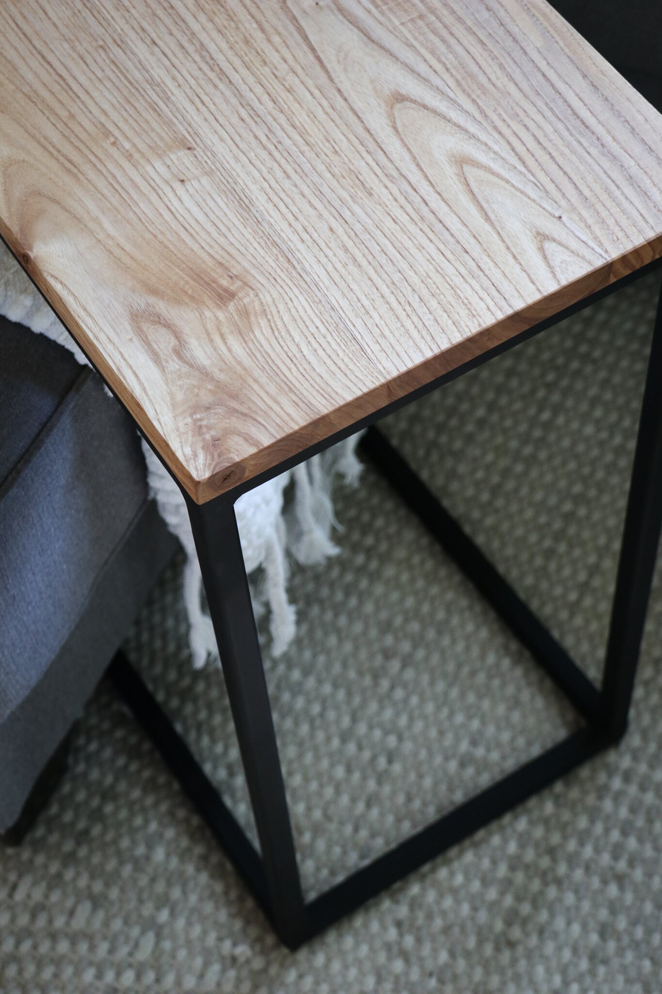 Ash Thin Ctable Metal and Wood Side Table Etsy