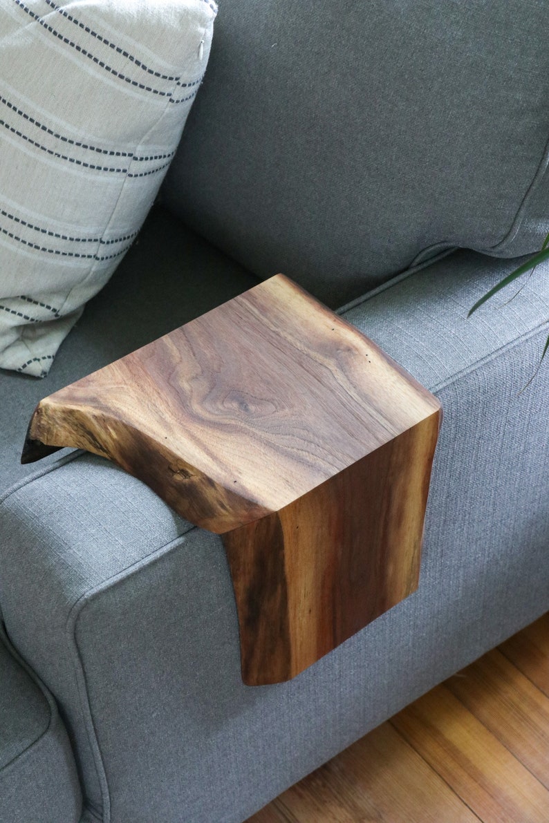 Live Edge Walnut couch table, laptop table, side table, sofa table, armrest table, gift for her, gift for him, home furniture, modern decor image 5