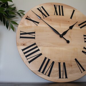 Rustic Wall Clock, Hardwood clock, Maple Wood Clock, Solid Wood Clock, Roman Numerals, Soft Maple image 4