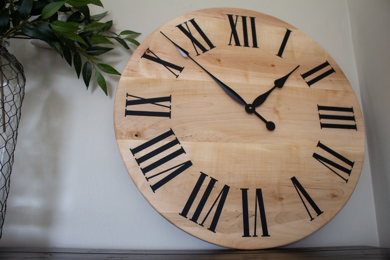 Rustic Wall Clock, Hardwood clock, Maple Wood Clock, Solid Wood Clock, Roman Numerals, Soft Maple image 4