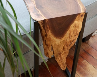 Live-edge walnut waterfall C-Table, gift for her, gift for him, home furniture, handmade decor, modern table, home gift, wood furniture