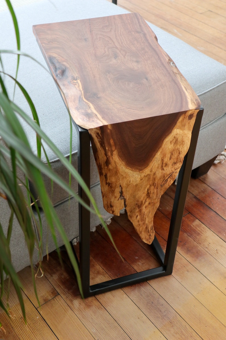 Live-edge walnut waterfall C-Table, gift for her, gift for him, home furniture, handmade decor, modern table, home gift, wood furniture image 1