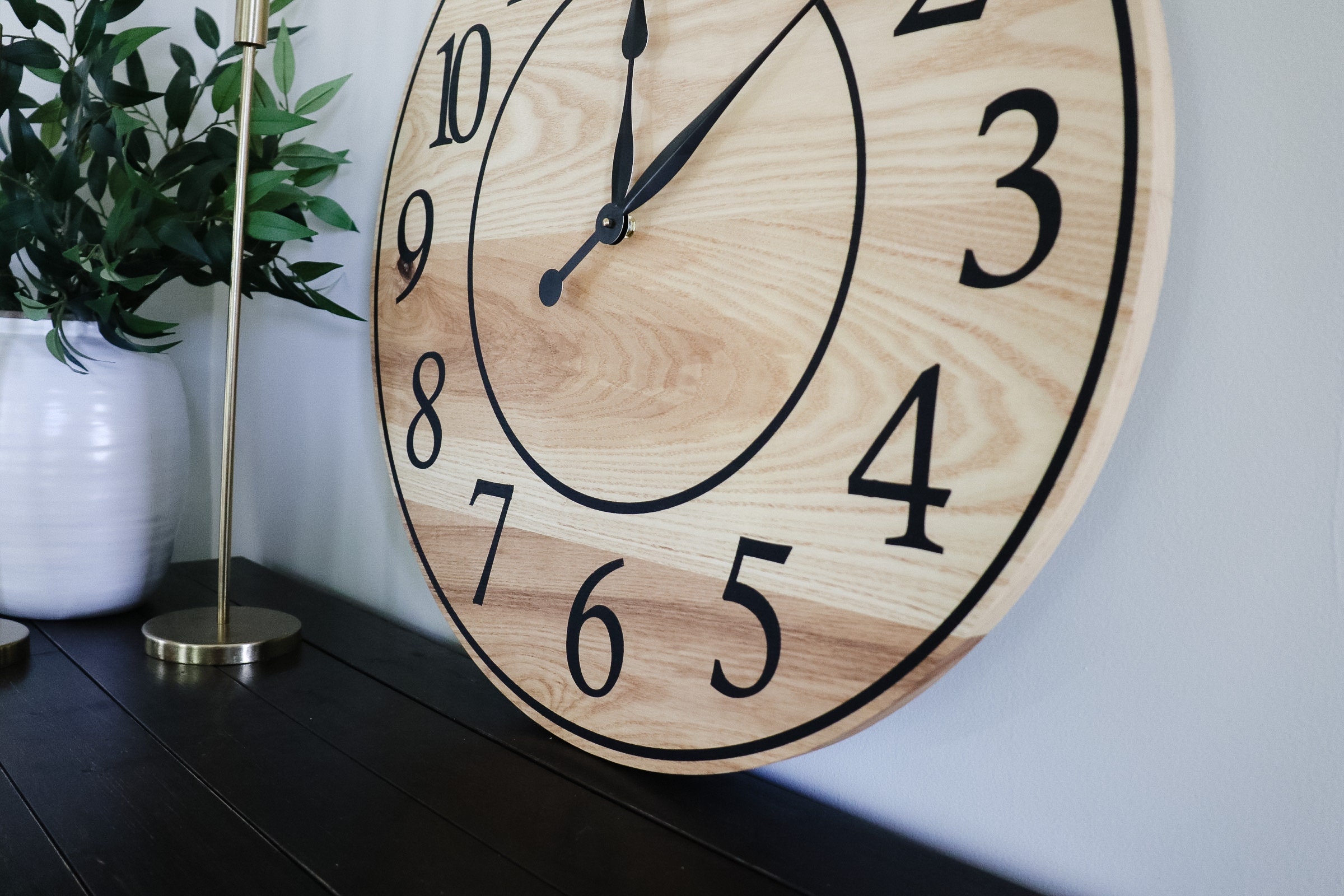 Ash Wood Clock Regular numbers wooden clock large wall Etsy