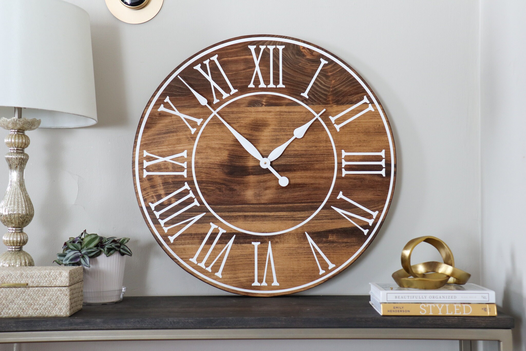 Large Distressed Wall Clock Stained clock Painted clock Etsy