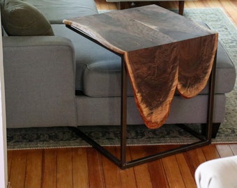 Double Live-Edge Walnut Waterfall C-Table, Side Table, Coffee Table, gift for her, gift for him, unique home furniture, modern furniture