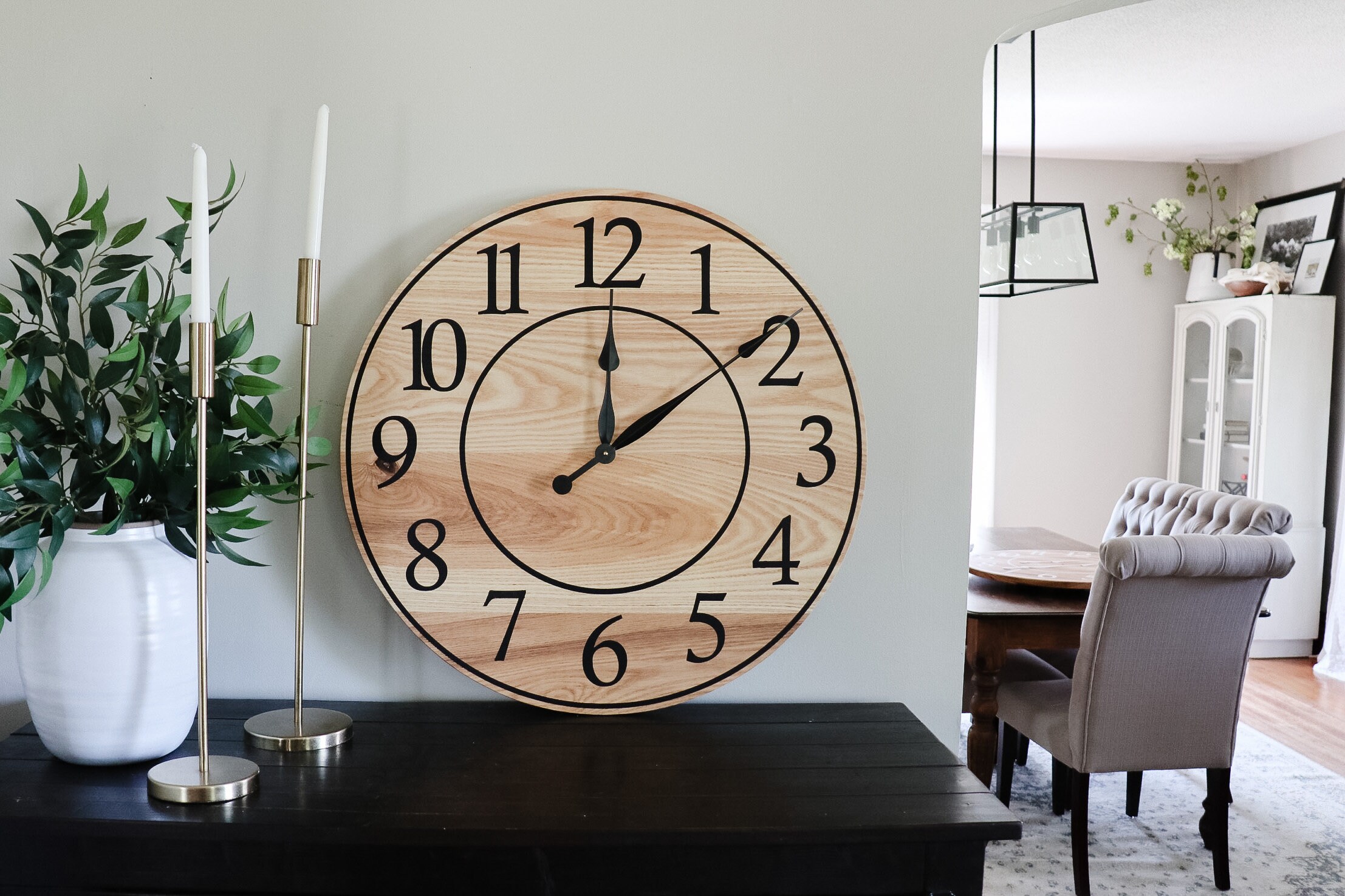 Ash Wood Clock Regular numbers wooden clock large wall Etsy