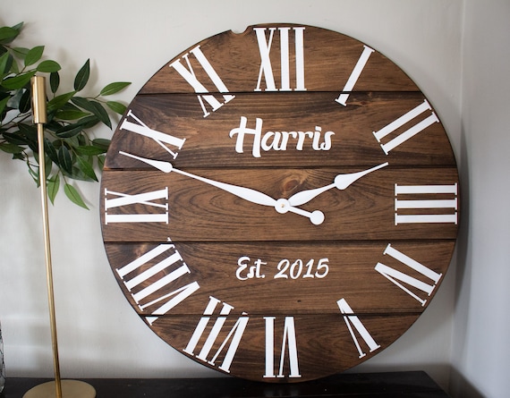 Wooden wall clock, Big Wall Clock, Personalized clock, Large Wall Clock, Last Name, Decor, Wall Hanging, Unique Wood Art, Clock with Numbers