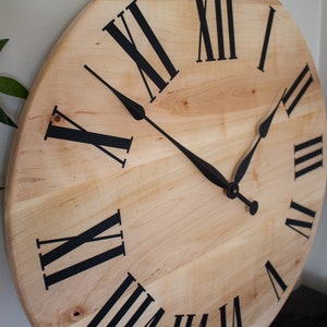Rustic Wall Clock, Hardwood clock, Maple Wood Clock, Solid Wood Clock, Roman Numerals, Soft Maple image 1