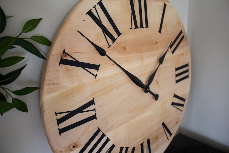 Rustic Wall Clock, Hardwood clock, Maple Wood Clock, Solid Wood Clock, Roman Numerals, Soft Maple image 1