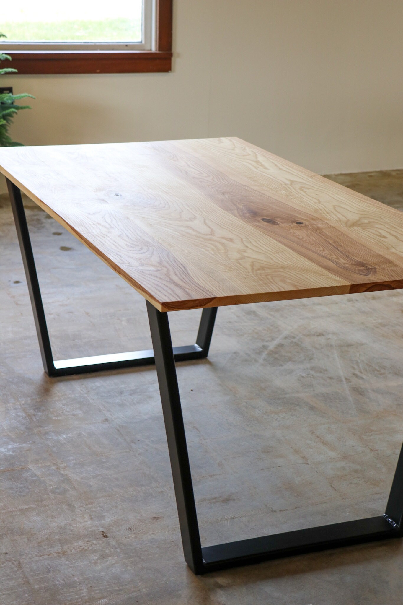 Modern Ash Dining Table With Black Steel Tapered Legs | Etsy