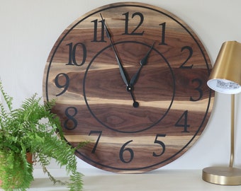 Live Edge Walnut Wall Clock, 26" Diameter, Walnut Clock, Large Wall Clock, gift for her, gift for him, modern home furniture, handmade decor