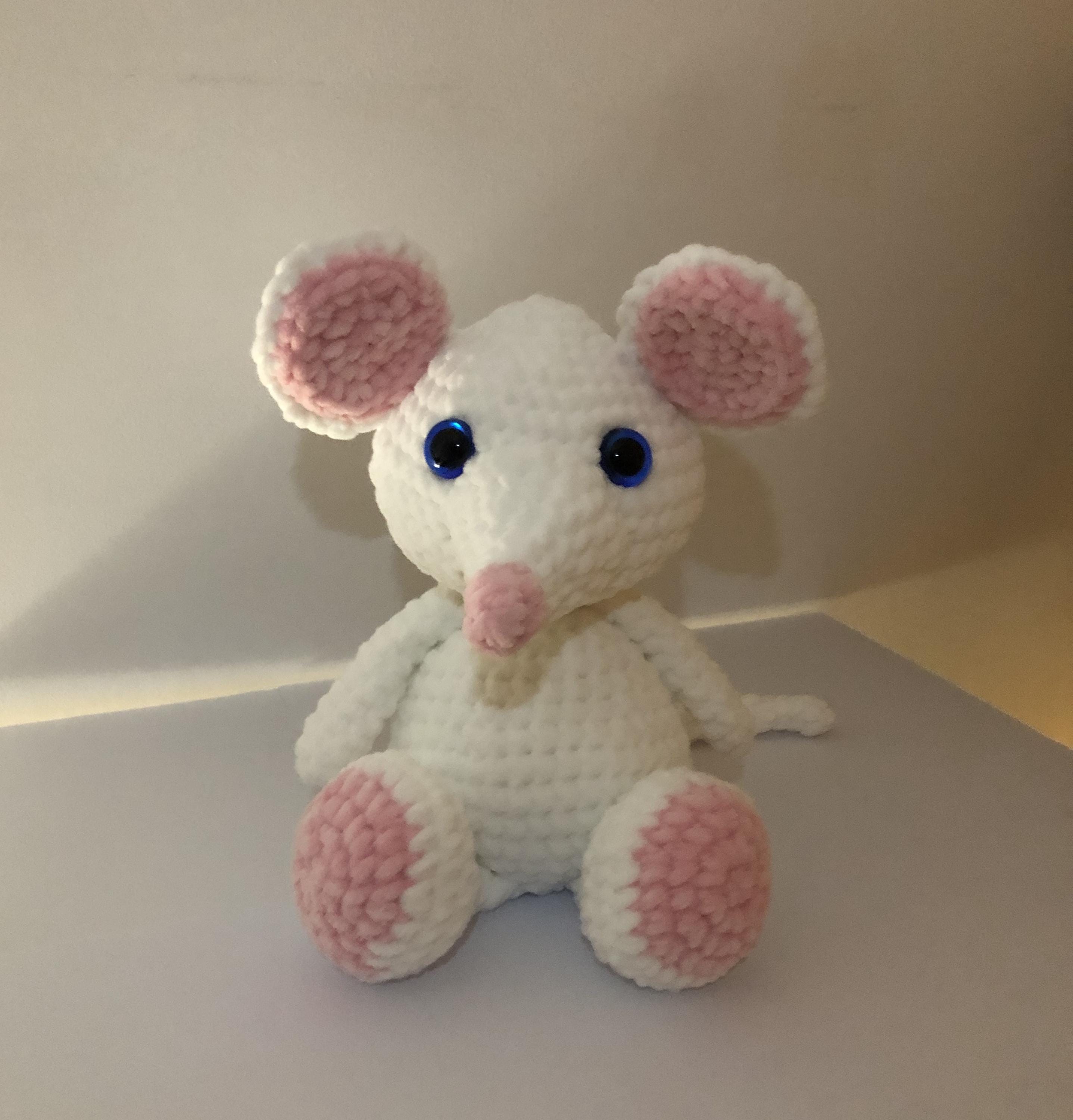 Pink & White Mouse, Crochet, Amigurumi