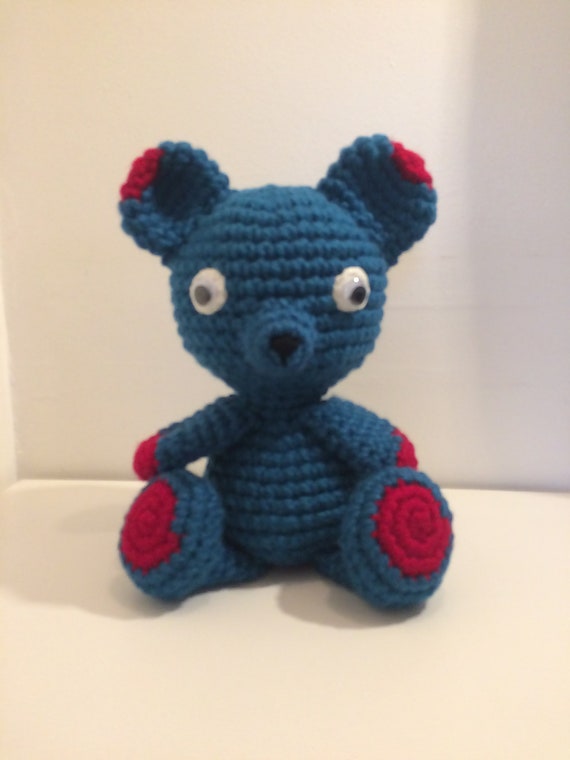 red and blue teddy bear