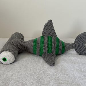 Crochet Hammerhead Shark Plush Toy | Handmade Striped Shark Softie | Ocean Animal Gift for Kids | Unique Stuffed Sea Creature Toy Home Decor