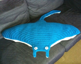 Large Manta Ray, Large Cushion Manta Ray, Handmade Crochet Manta Ray