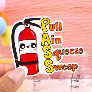 Cute Fire Extinguisher Vinyl Sticker • Fire safety • Gift For Fireman • OSHA PASS