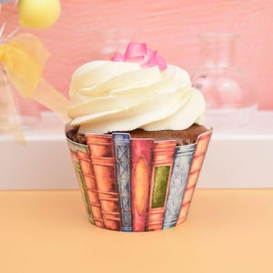 24 Vintage Books Cupcake Wrappers • Book Club Party