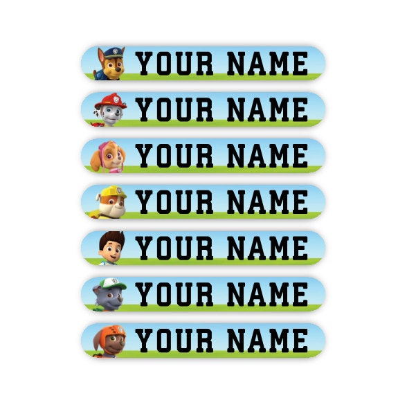 Tag clothes and Nursery School items with Paw Patrol's name labels