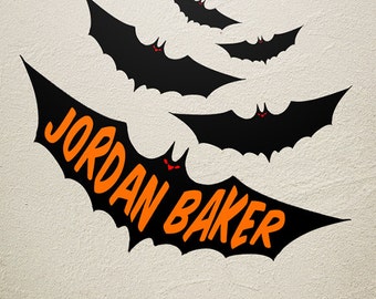 Personalized Bats Halloween Wall Decals Peel and Stick Removable Reusable Decoration
