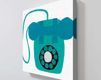 Retro Telephone Blue by Jen Bucheli