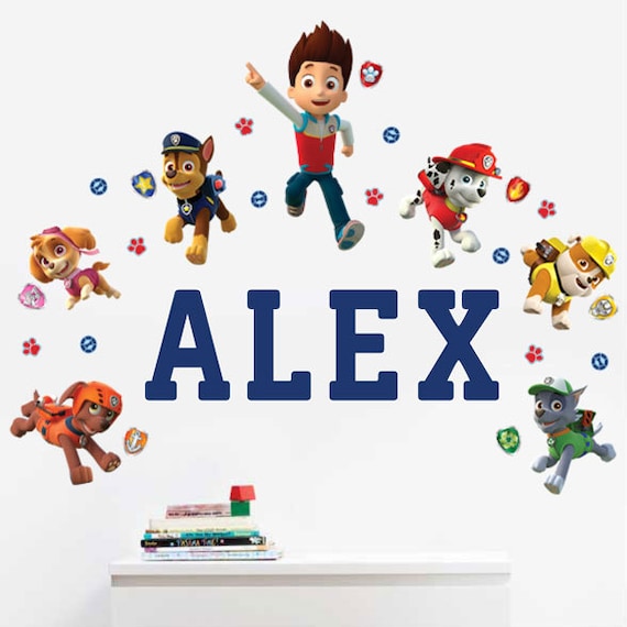 PAW Patrol Personalized Name Wall Decals for kids bedroom walls and playrooms